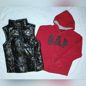 GAP Red Hoodie & Black Puffer Vest Set